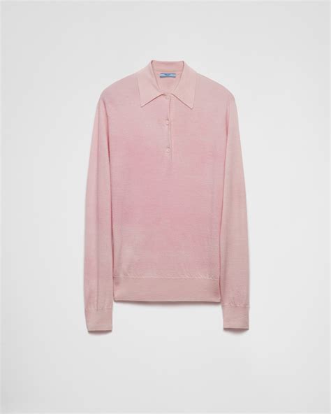 pink prada polo|Alabaster Pink Cashmere Polo Shirt .